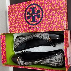 Tory Burch Verbena-Tribal Pitone Snake Skin Classic Ballet Flats Size 7.5M